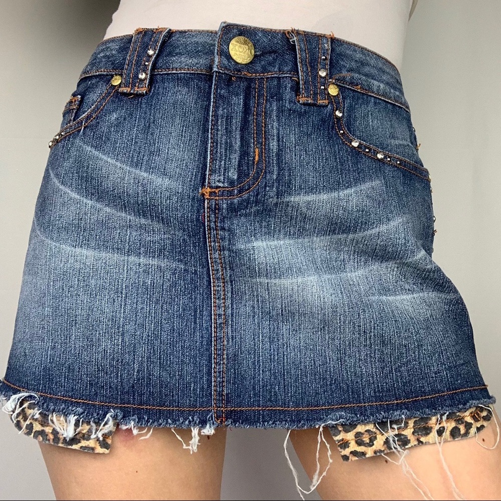 Y2K leopard Denim skirt